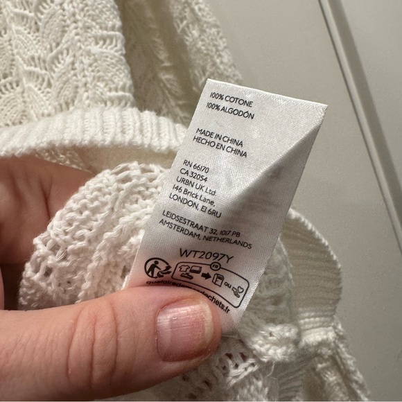 Anthropologie Flat White V-Neck Pointelle Sweater Tennis Prep Preppy Academia - Picture 13 of 14